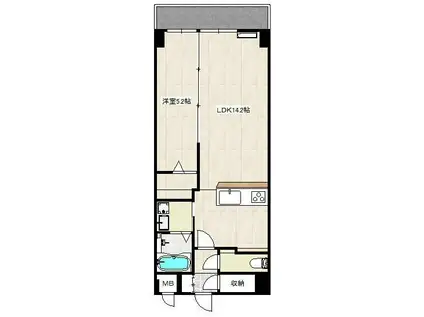 レジデンス宮城野テラス(1LDK/4階)の間取り写真