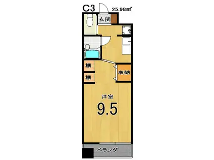 スクリーン3233(1K/6階)の間取り写真