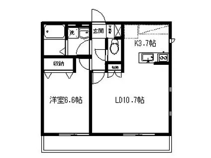 グランツ鴨居I(1LDK/1階)の間取り写真