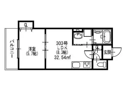 クリエオーレ福町II(1LDK/2階)の間取り写真