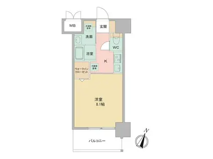 LOUIS RESIDENCE弁天町(1K/2階)の間取り写真