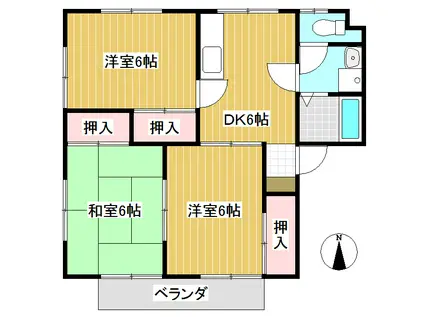 グリーンハイツ山口(3DK/2階)の間取り写真