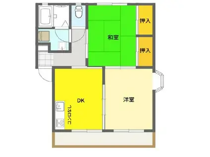 エスポワールレジデンス朝霧(2DK/1階)の間取り写真