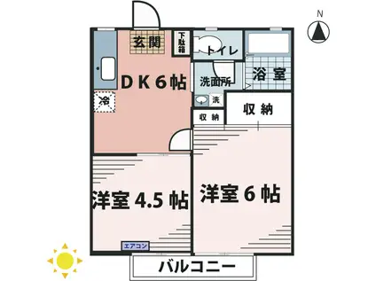 ハイツ滝島 A棟(2DK/1階)の間取り写真
