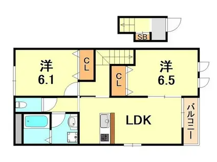 ジェミニハイム2(2LDK/2階)の間取り写真