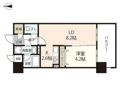 セントラルアヴェニュー下石井(1LDK/9階)の間取り写真