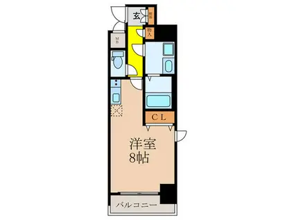 BPRレジデンス江坂(ワンルーム/6階)の間取り写真