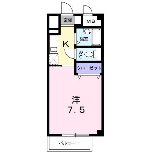 アクシスII(1K/1階)の間取り写真