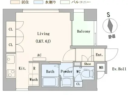 スカイフォレスト(1K/7階)の間取り写真