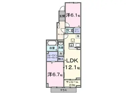 ルーチェ城東(2LDK/1階)の間取り写真