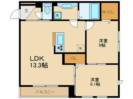 桜DKハイム(2LDK/2階)の間取り写真