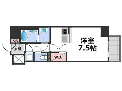 レジュールアッシュOSAKA今里駅前(1K/2階)の間取り写真
