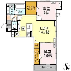 リエート(2LDK/1階)の間取り写真