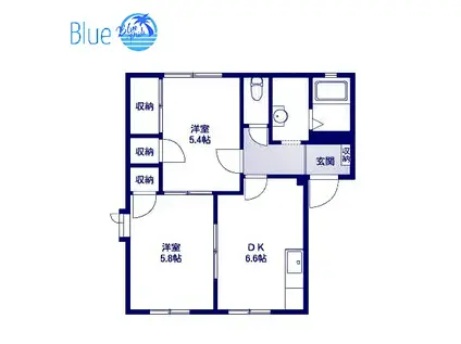 エーデルハイムB(2DK/1階)の間取り写真