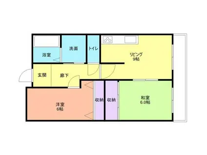 エスポワール紀ノ川(3DK/1階)の間取り写真