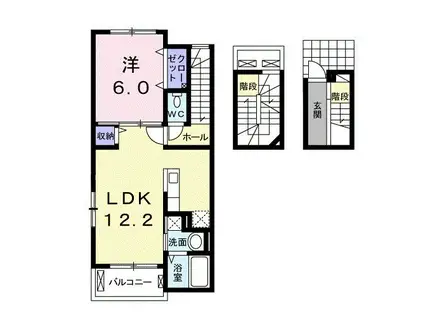 グリシーヌ II(1LDK/3階)の間取り写真