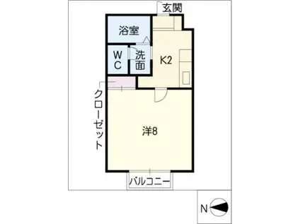 マルキーズ三郷(1K/1階)の間取り写真