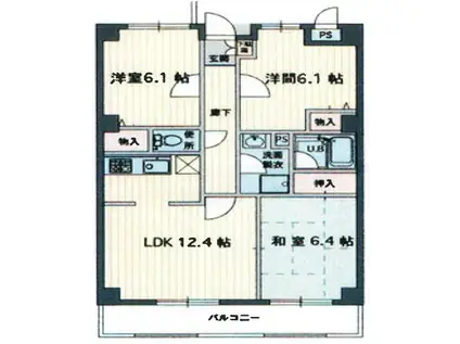 ドゥ・エール(3LDK/1階)の間取り写真