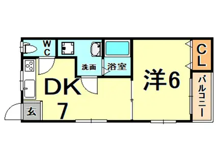 むつみハウス(1DK/2階)の間取り写真