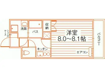 ルラシオン岡山奉還町(1K/5階)の間取り写真