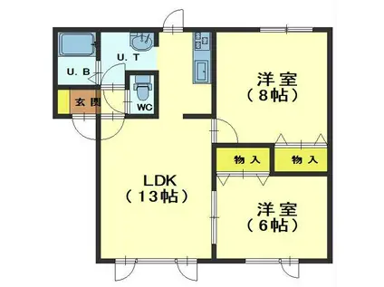 ハウスコンフォートC(2LDK/2階)の間取り写真