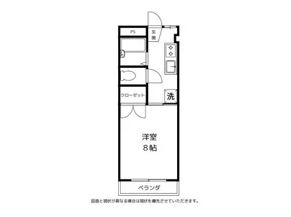 レディング五福(1K/1階)の間取り写真