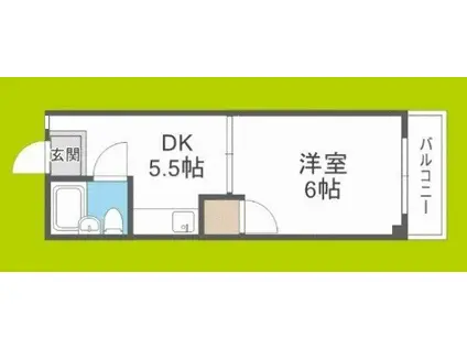 プラザハイツ大西(1DK/2階)の間取り写真