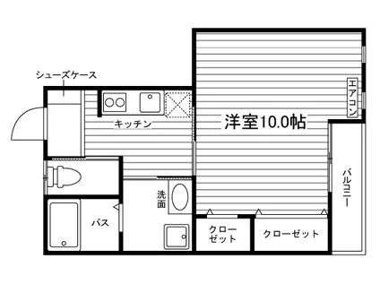 ブレセブI(1K/2階)の間取り写真
