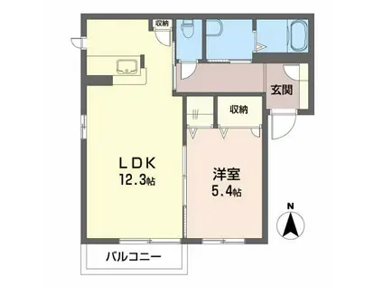 ピース・コートたけくまA(1DK/2階)の間取り写真