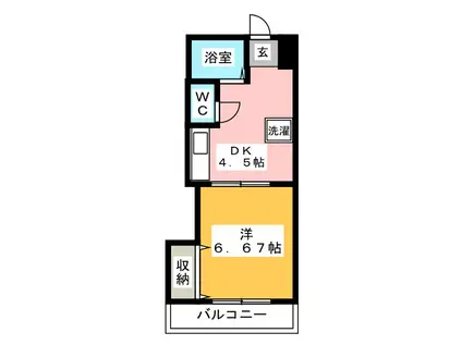 ビーンズバレィ(1DK/2階)の間取り写真