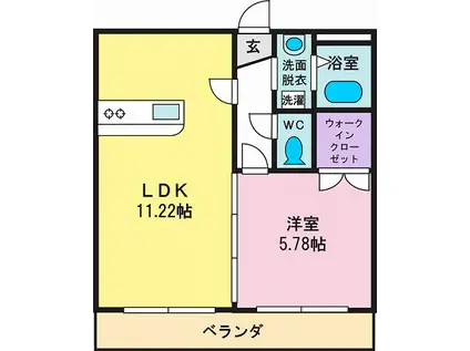 サンライトハニーフィールド(1LDK/2階)の間取り写真