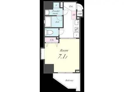 セイワパレス長堀南(1K/9階)の間取り写真