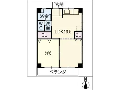 八雲ファーストハイツ(1LDK/3階)の間取り写真