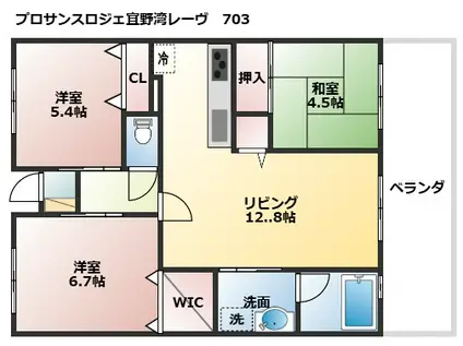 プレサンスロジェ宜野湾レ―ヴ(3LDK/7階)の間取り写真