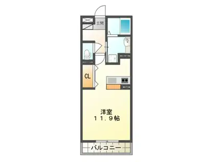 クレール西の庄(ワンルーム/3階)の間取り写真