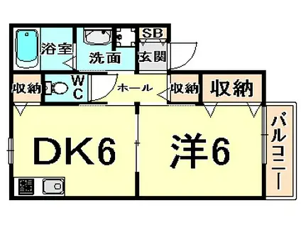 ブランアビタシオン(1DK/2階)の間取り写真