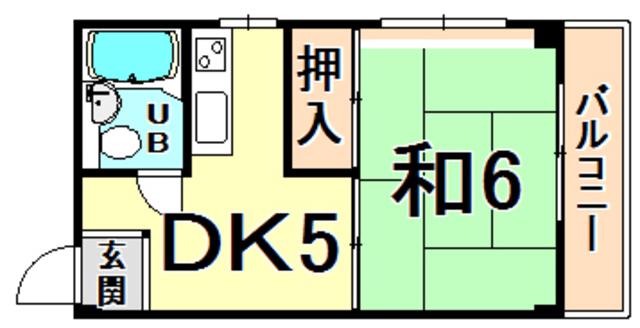 西村マンション2(1DK/3階)の間取り写真
