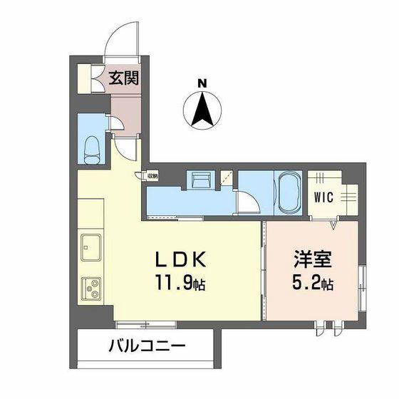 ユーグレイス東島田(1LDK/4階)の間取り写真