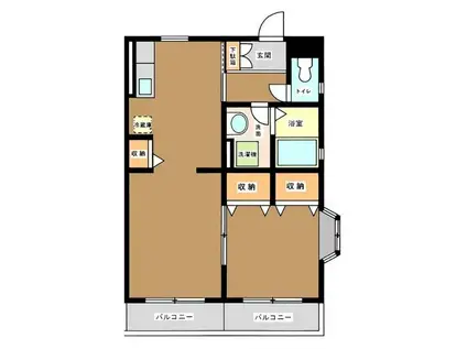 タバタパルデンス(1LDK/2階)の間取り写真