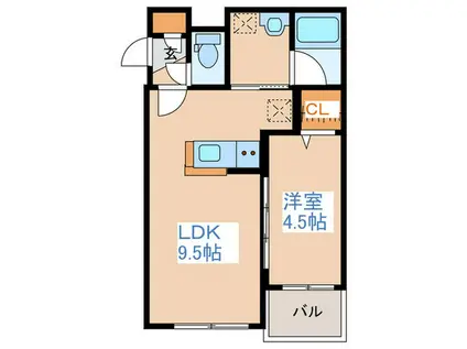 ベラルーチェ水車町(1LDK/3階)の間取り写真