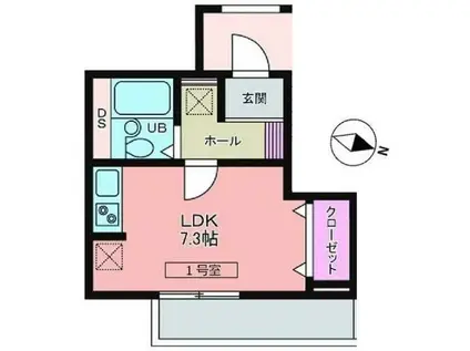 メリディアン泉ケ丘 伍番館(ワンルーム/2階)の間取り写真