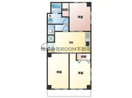 妻ヶ丘マンション(3DK/2階)の間取り写真