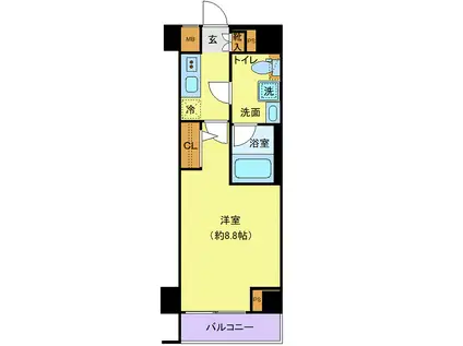 CROSTONE川崎(1K/3階)の間取り写真