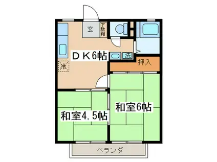 海老名ビュウハイツ(2DK/2階)の間取り写真