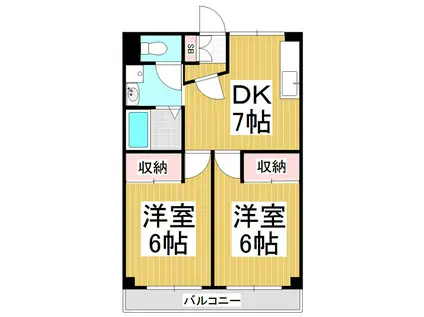 カーサ元町(2DK/1階)の間取り写真