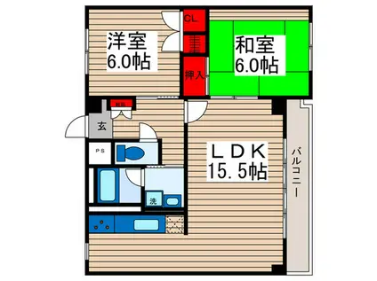 ラフィーヌ新井(2LDK/3階)の間取り写真