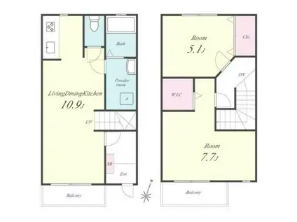 グレイスヒルズA棟(2LDK/1階)の間取り写真