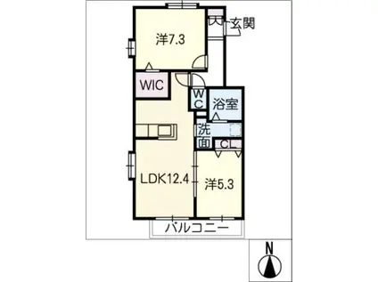 グランヴィラ中村公園(2LDK/2階)の間取り写真