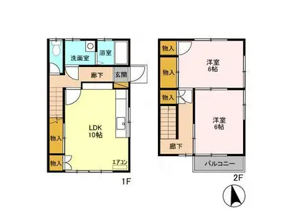 ドリームハイツスズキ1・2・3・5(2LDK/1階)の間取り写真