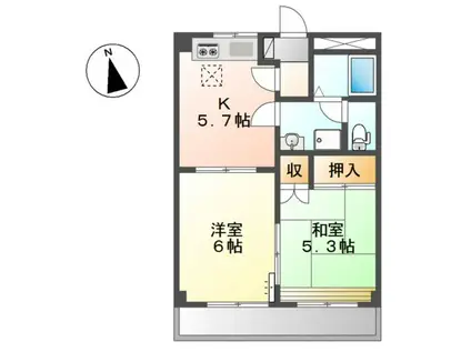 パレス野添II(2K/1階)の間取り写真